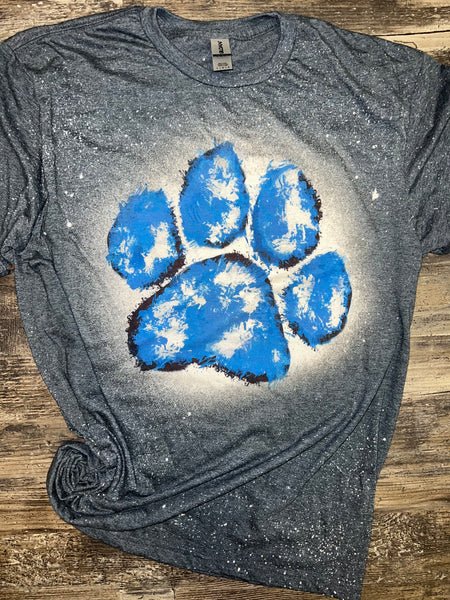 Blue Watercolor Paw- Bleached